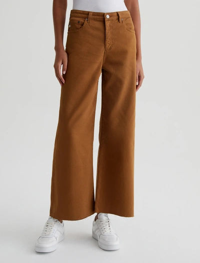 Shop Ag Jeans Saige Wide Leg Crop In Brown