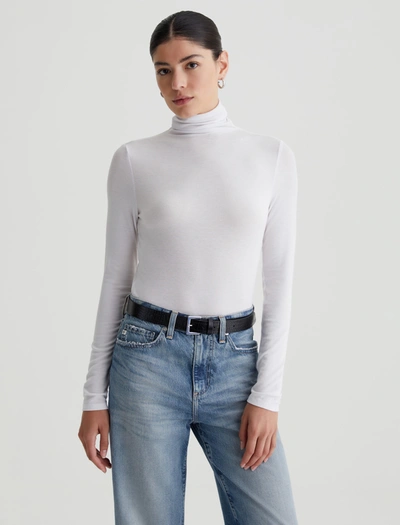 Ag The Chels Long Sleeve Ribbed Turtleneck In True White