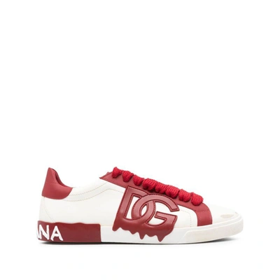 Shop Dolce & Gabbana Sneakers In White/red