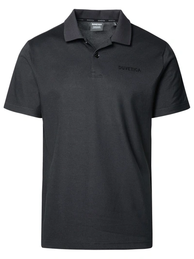 Shop Duvetica 'donau' Black Cotton Blend Polo Shirt