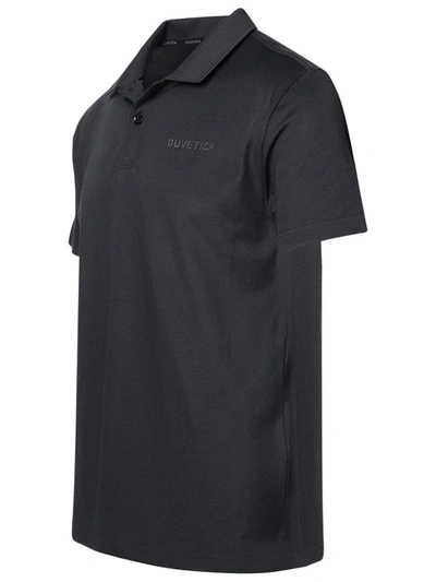 Shop Duvetica 'donau' Black Cotton Blend Polo Shirt