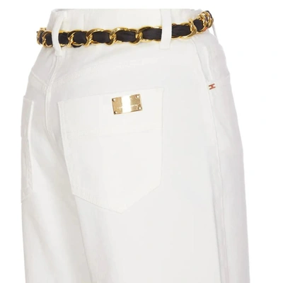 Shop Elisabetta Franchi Cropped Jeans In Avorio