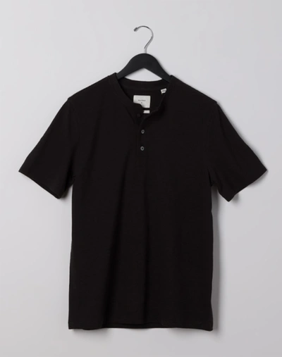 Billy Reid Short Sleeve Hemp Cotton Henley In Washed Grey