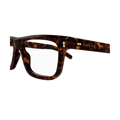 Shop Gucci Gg1525o Linea Rivets Eyeglasses