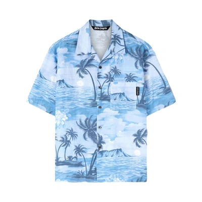 Shop Palm Angels Shirts In Blue