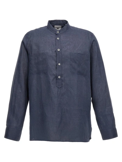 Shop Pt Torino Linen Shirt In Blue