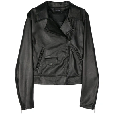 Shop Simonetta Ravizza Leather Outerwears In Black