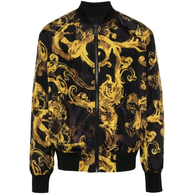 Shop Versace Jeans Couture Outerwears In Black/yellow
