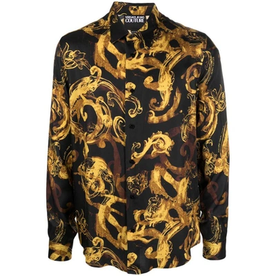 Shop Versace Jeans Couture Shirts In Black/gold