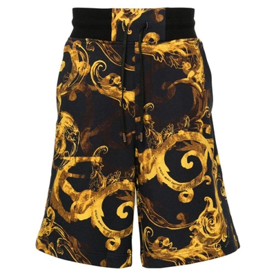 Shop Versace Jeans Couture Shorts In Black/yellow