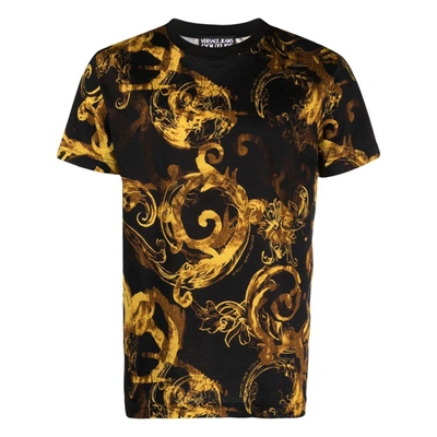 Shop Versace Jeans Couture T-shirts In Black/gold