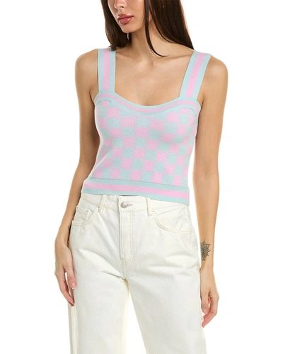 Shop Wispr Check Stripe Silk-blend Vest In Pink