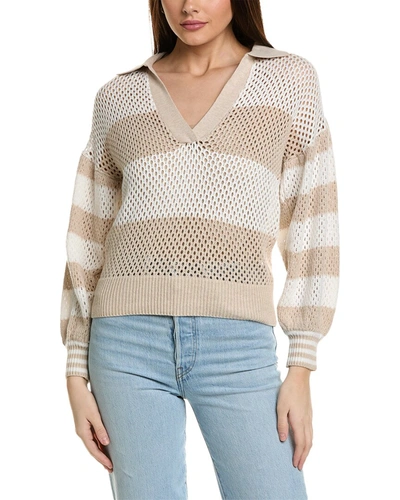 Shop Wispr Breton Stripe Polo Sweater In Brown