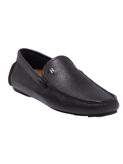 Shop Bally Wander Men's 6220101 Black Pebbled Grained Loafers