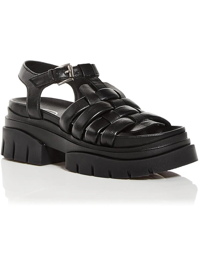 Shop Ash Sirena Womens Leather Ankle Strap Platform Sandals In Black