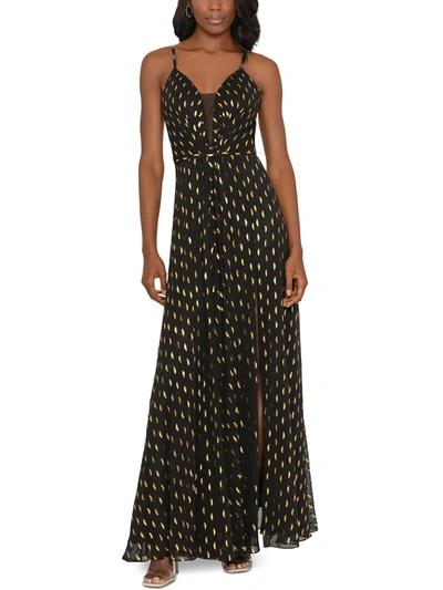 Shop Aqua Womens Mesh Inset Maxi Evening Dress In Black