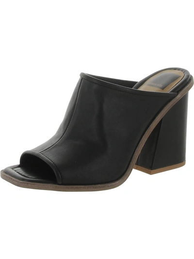 Shop Dolce Vita Womens Faux Leather Blocked Heel Mule Sandals In Black
