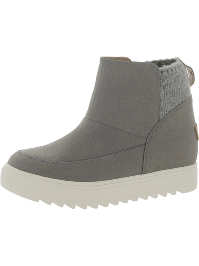 Shop Yellowbox Mayben Womens Faux Leather Knit Ankle Boots In Grey