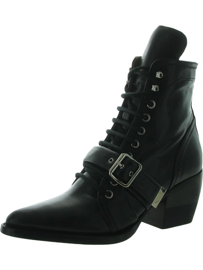 Shop Chloé Rylee Womens Leather Lace Up Ankle Boots In Black