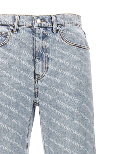 Shop Alexander Wang 'st Pebble Bleach Logo Print' Jeans In Blue