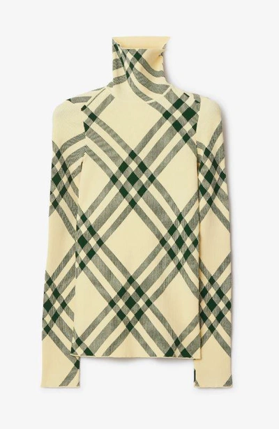 Shop Burberry Check Sweater In Beige