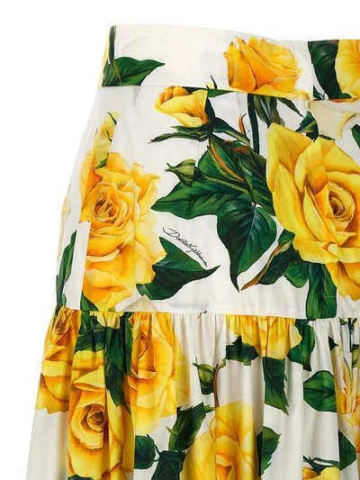 Shop Dolce & Gabbana 'rose Gialle' Skirt In Yellow