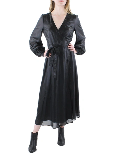 Shop Polo Ralph Lauren Womens Shimmer Long Wrap Dress In Black