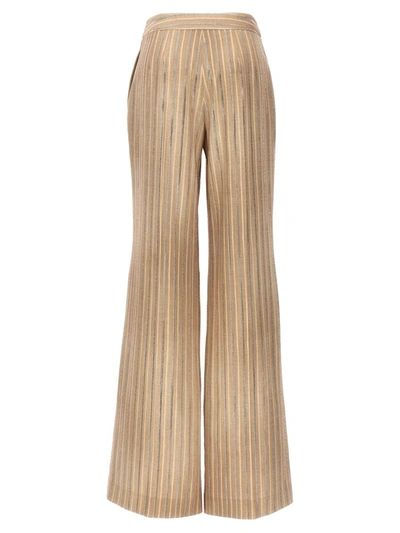 Shop Ermanno Scervino Rhinestone Pinstripe Pants In Beige