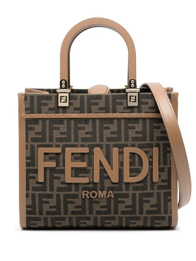 Shop Fendi "sunshine" Hand Bag With Ff Motif In Brown
