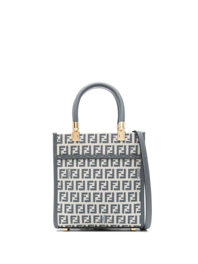 Shop Fendi Small Hand Bag With Ff Motif In Gray