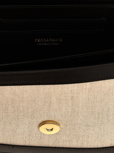 Shop Ferragamo 'fiamma' Small Shoulder Bag In Brown