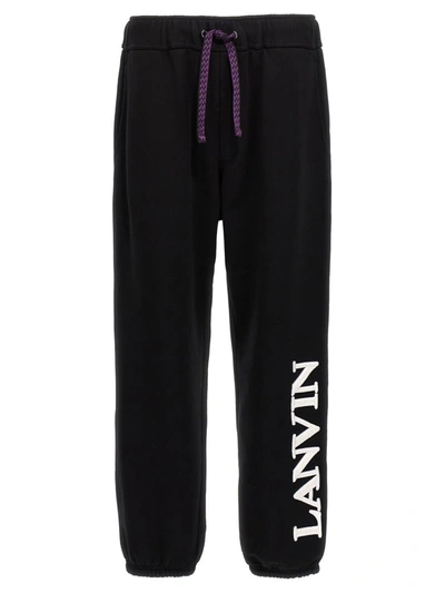 Shop Lanvin Logo Embroidery Joggers In Black