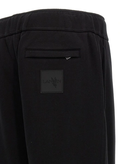 Shop Lanvin Logo Embroidery Joggers In Black