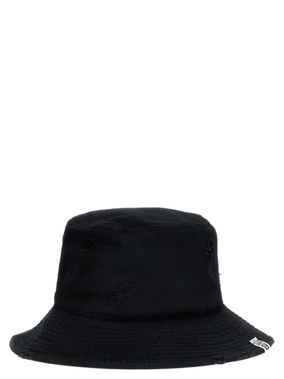 Shop Miharayasuhiro Maison Mihara Yasuhiro Distressed Effect Bucket Hat In Black
