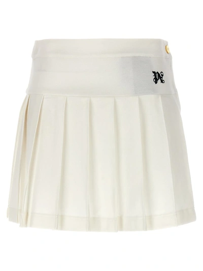 Shop Palm Angels 'monogram' Skirt In White/black