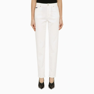 Shop Dolce & Gabbana Dolce&gabbana Regular White Cotton Pants In Multicolor