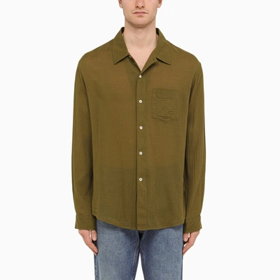 Shop Séfr Moss Green Cotton Shirt