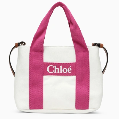 Shop Chloé White/pink Shoulder Bag With Logo