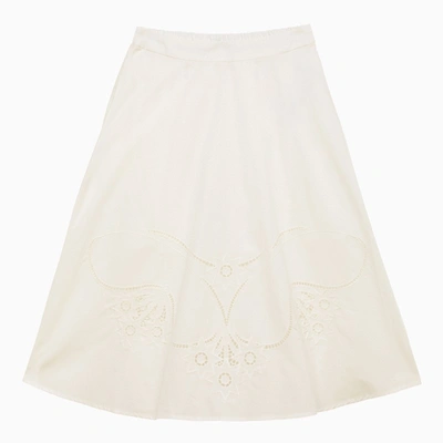 Shop Chloé White Cotton Skirt With Embroidery