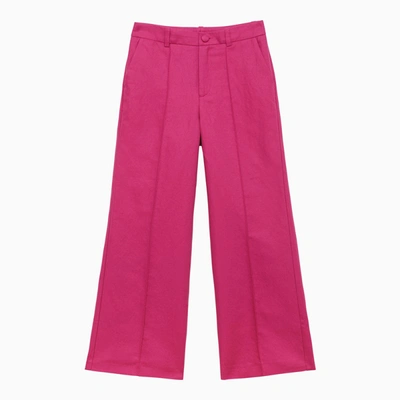 Chloé Girls Pink Linen & Cotton Twill Trousers In Pink