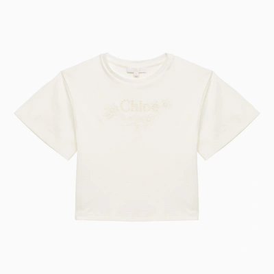 Shop Chloé White Cotton T-shirt With Logo