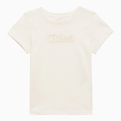 Shop Chloé White Cotton T-shirt With Logo