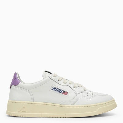 Shop Autry | White/lavender Leather Medalist Sneakers