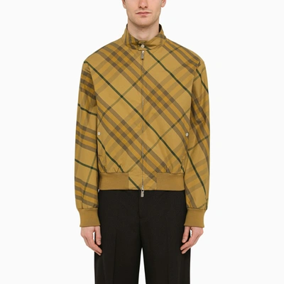 Shop Burberry Cedar Yellow Check Pattern Jacket In Cotton In Beige