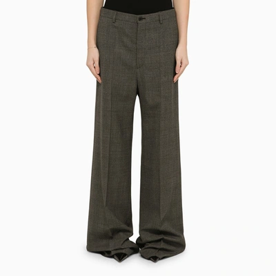 Shop Balenciaga Black/grey Wool Wide Trousers