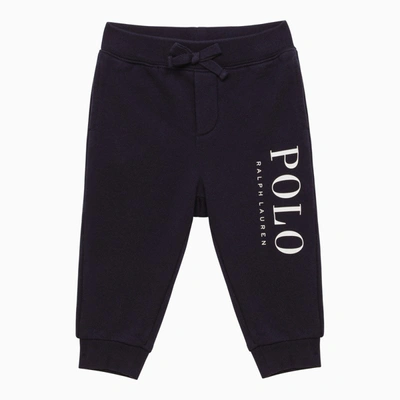 Shop Polo Ralph Lauren Navy Blue Cotton Blend Jogging Trousers