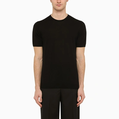 Shop Drumohr Black Cotton Crewneck T-shirt