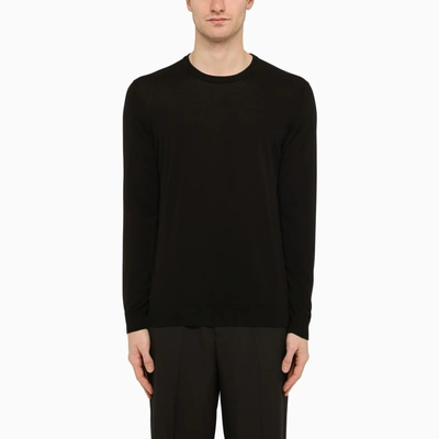 Shop Drumohr | Black Cotton Crewneck Sweater