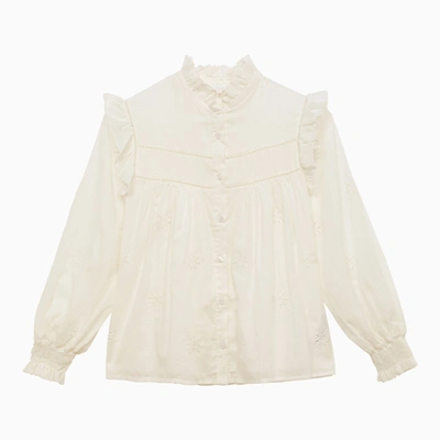 Shop Chloé White Cotton Shirt With Embroidery