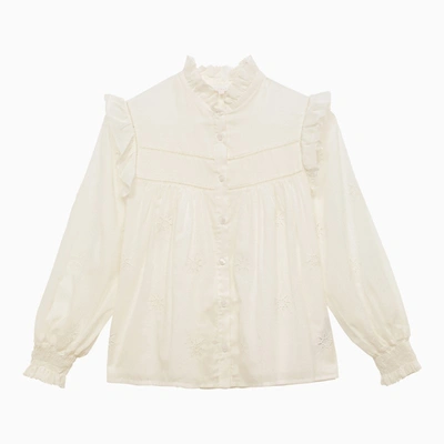 Chloé White Cotton Shirt With Embroidery In White